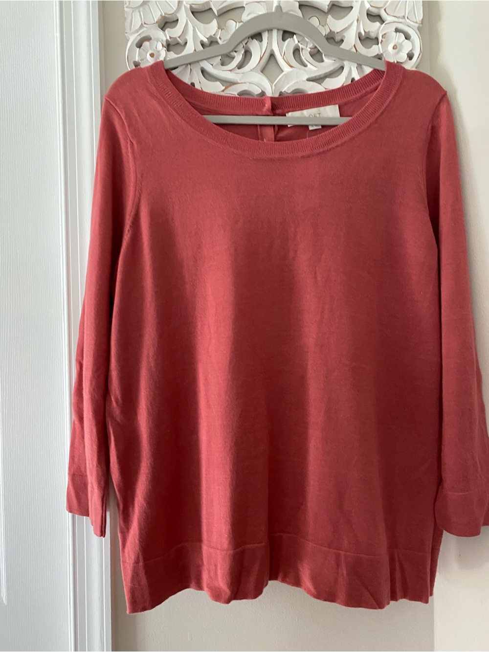 Ann Taylor LOFT NWT Wool Blend 3/4 Sleeve Sweater Top XL Preppy Classic - Picture 2 of 7